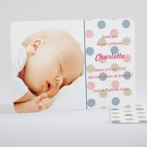 Faire-part de naissance Jolies pastilles rondes*Faire-part Elégant Best