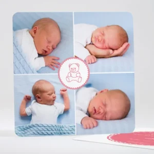Faire-part de naissance Joli medaillon ourson*Faire-part Elégant Online