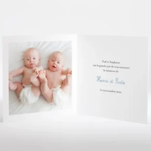 Faire-part de naissance Jumeaux*Faire-part Elégant New