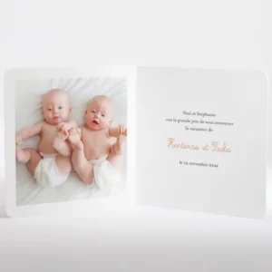 Faire-part de naissance Jumeaux*Faire-part Elégant New