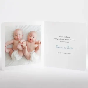 Faire-part de naissance Jumeaux*Faire-part Elégant New