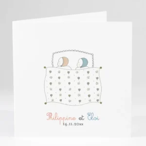 Faire-part de naissance Jumeaux*Faire-part Elégant New