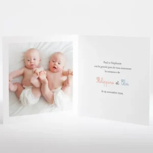 Faire-part de naissance Jumeaux*Faire-part Elégant New