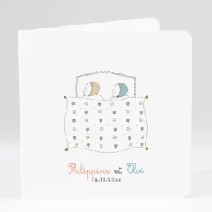 Faire-part de naissance Jumeaux*Faire-part Elégant New