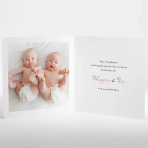 Faire-part de naissance Jumeaux*Faire-part Elégant New
