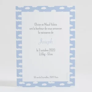 Faire-part de naissance La tete dans les nuages*Faire-part Elégant Hot