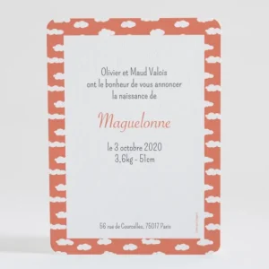 Faire-part de naissance La tete dans les nuages*Faire-part Elégant Hot