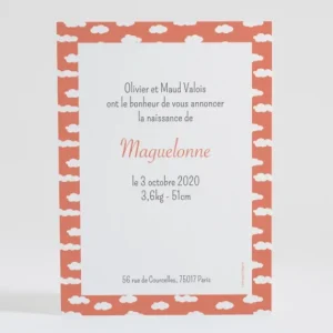Faire-part de naissance La tete dans les nuages*Faire-part Elégant Hot