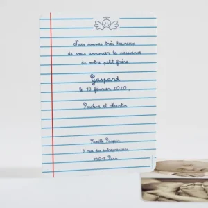 Faire-part de naissance Le bon ecolier*Faire-part Elégant Online