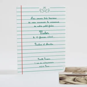 Faire-part de naissance Le bon ecolier*Faire-part Elégant Online