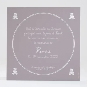 Faire-part de naissance Les quatre oursons*Faire-part Elégant Online