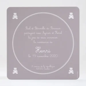 Faire-part de naissance Les quatre oursons*Faire-part Elégant Online