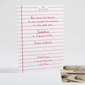 Faire-part de naissance Le bon ecolier*Faire-part Elégant Online