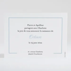 Faire-part de naissance Lisere prenom paysage*Faire-part Elégant Discount