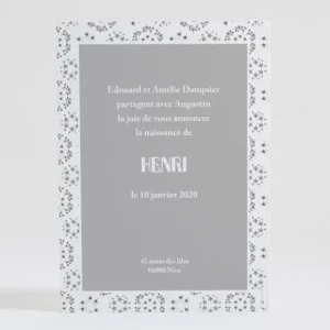 Faire-part de naissance Liberty etoiles photo*Faire-part Elégant New