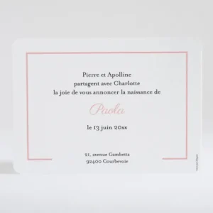 Faire-part de naissance Lisere prenom paysage*Faire-part Elégant Discount