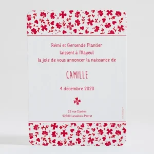 Faire-part de naissance Liberty coeur deux photos*Faire-part Elégant Best