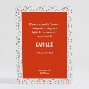 Faire-part de naissance Liberty etoiles photo*Faire-part Elégant New