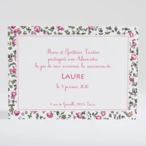 Faire-part de naissance Liberty photo*Faire-part Elégant Fashion