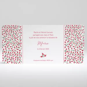 Faire-part de naissance Liberty chic framboise*Faire-part Elégant Outlet
