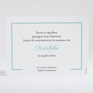 Faire-part de naissance Lisere prenom paysage*Faire-part Elégant Discount