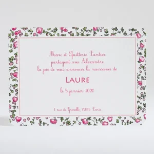 Faire-part de naissance Liberty photo*Faire-part Elégant Fashion