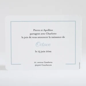 Faire-part de naissance Lisere prenom paysage*Faire-part Elégant Discount