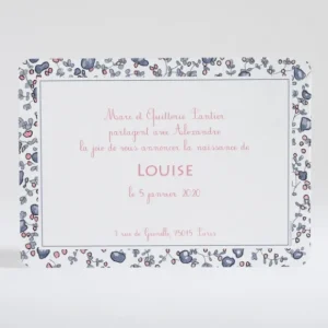 Faire-part de naissance Liberty photo*Faire-part Elégant Fashion