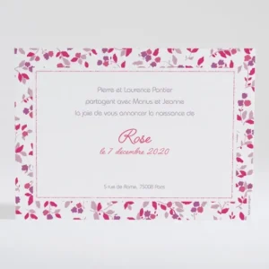 Faire-part de naissance Liberty feuillage*Faire-part Elégant Sale