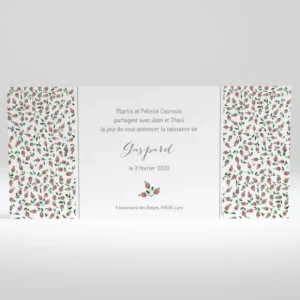 Faire-part de naissance Liberty chic framboise*Faire-part Elégant Outlet