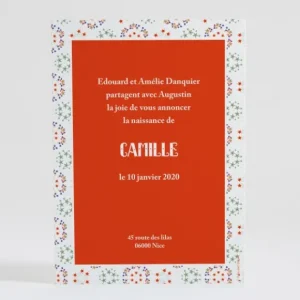 Faire-part de naissance Liberty etoiles photo*Faire-part Elégant New