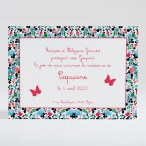 Faire-part de naissance Lovely papillon liberty*Faire-part Elégant Best