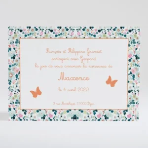 Faire-part de naissance Lovely papillon liberty*Faire-part Elégant Best