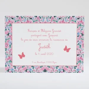 Faire-part de naissance Lovely papillon liberty*Faire-part Elégant Best