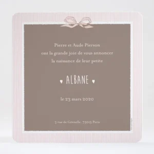 Faire-part de naissance Medaillon drape simple*Faire-part Elégant Clearance