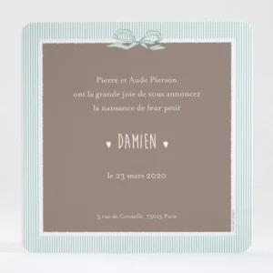 Faire-part de naissance Medaillon drape simple*Faire-part Elégant Clearance