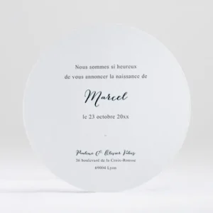 Faire-part de naissance Medaillon tout doux rond*Faire-part Elégant Outlet