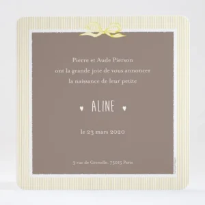 Faire-part de naissance Medaillon drape simple*Faire-part Elégant Clearance