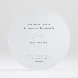 Faire-part de naissance Medaillon tout doux rond*Faire-part Elégant Outlet