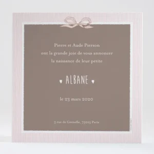 Faire-part de naissance Medaillon drape simple*Faire-part Elégant Clearance