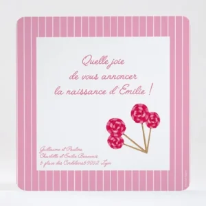 Faire-part de naissance Miam! Des sucettes*Faire-part Elégant New