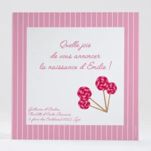 Faire-part de naissance Miam! Des sucettes*Faire-part Elégant New