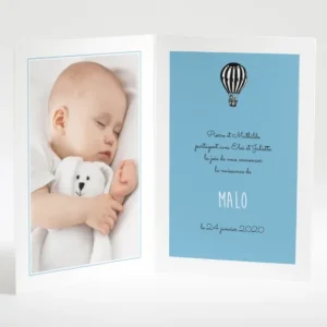 Faire-part de naissance Montgolfiere livret*Faire-part Elégant Online