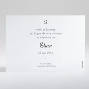 Faire-part de naissance Mon coeur en or paysage*Faire-part Elégant Online