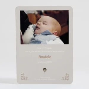 Faire-part de naissance Montgolfiere*Faire-part Elégant New