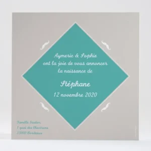 Faire-part de naissance Moustache et chapeau*Faire-part Elégant Clearance