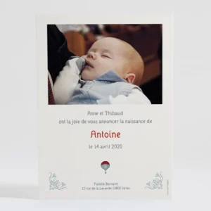 Faire-part de naissance Montgolfiere*Faire-part Elégant New