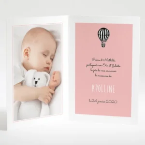 Faire-part de naissance Montgolfiere livret*Faire-part Elégant Online