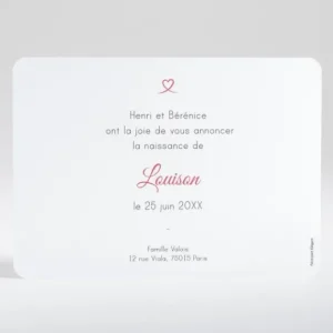 Faire-part de naissance Mon coeur en or paysage*Faire-part Elégant Online