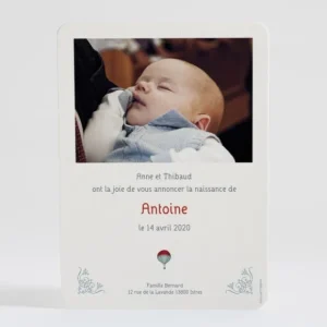Faire-part de naissance Montgolfiere*Faire-part Elégant New